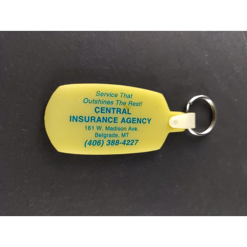 Central Insurance Agency Belgrade Montana Rubber Keychain Vintage